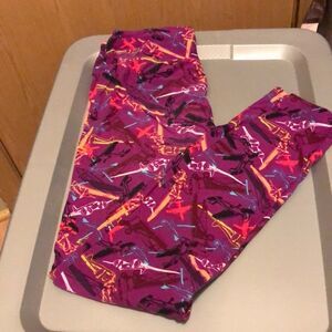 Lularoe leggings one size purple with airplanes